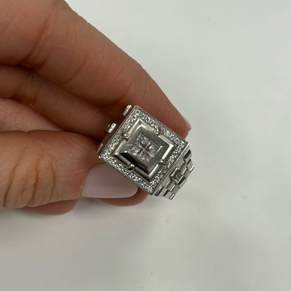 Suzy Levian Unisex Sterling Silver White CZ Ring Size #9.5 Sample - Picture 6 of 8